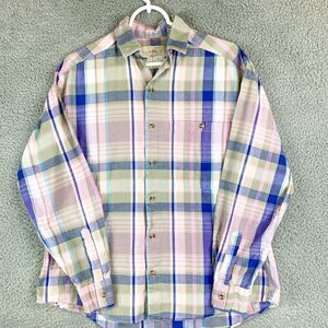 The North‎ Face Shirt Mens Medium Green Plaid Brown Trout Outdoor Hiking Fishing